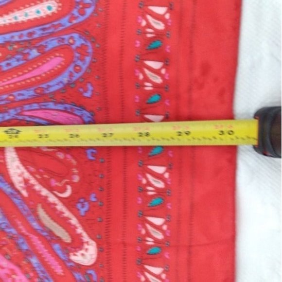 Red Print boho style print 30" square shape scarf - Picture 7 of 7